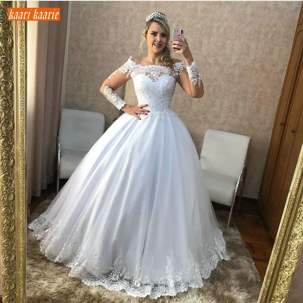 Изящные белые свадебные платья с открытыми плечами в стиле бохо бальное платье
