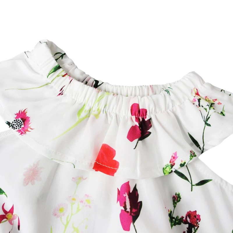 2017 Летний комбинезон для новорожденных белый с цветочным рисунком маленьких