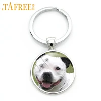 tafree fluffy dog glass cabochon keychain smart patient and kid friendly french bulldog key chain men women jewelry dg12
