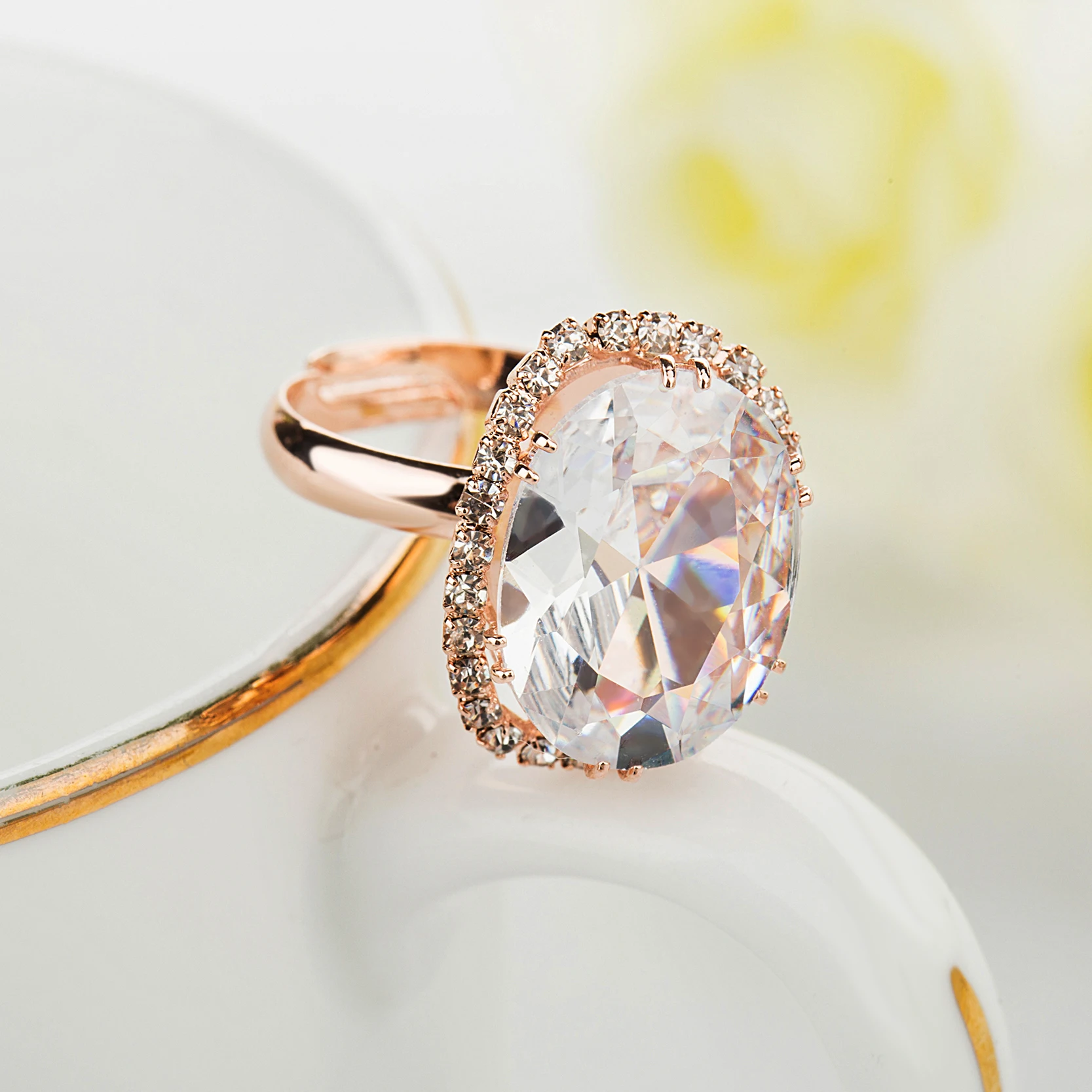 Женские регулируемые кольца Manxiuni винтажные с кубическим цирконием овальной