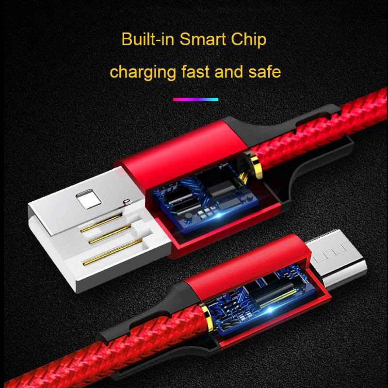 Sarika 0 5 м 1 2 3 микро USB кабель для Android мобильного телефона Быстрая зарядка Макс 2.4A