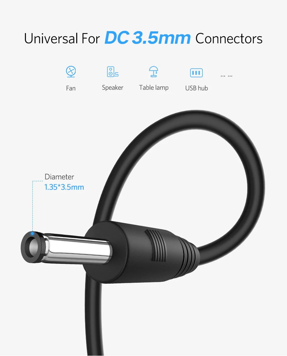Ugreen USB для постоянного тока 3,5 мм кабель питания USB A штекер 3,5 разъем 5 в блок питания зарядное устройство адаптер для концентратора USB вентилятор кабель питания