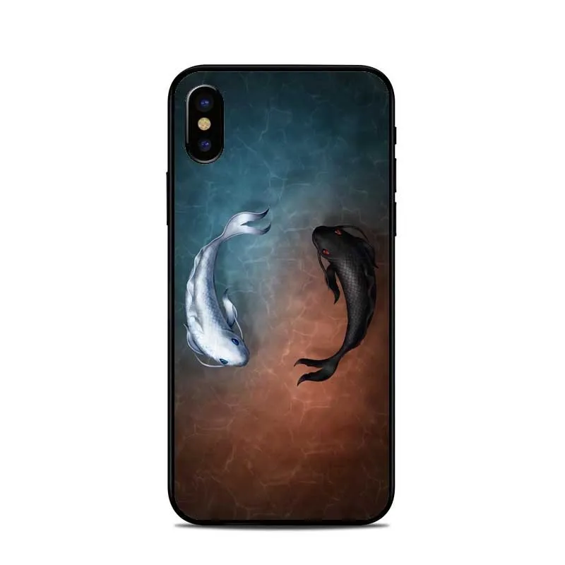 Роскошные Koi Fish Кот волна канагава черный Жесткий чехол для телефона из