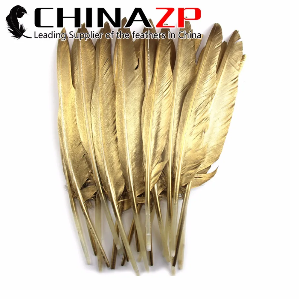 CHINAZP ручная роспись гусиное перо 50 штук в пакете распродажа оптом гладкие золотые