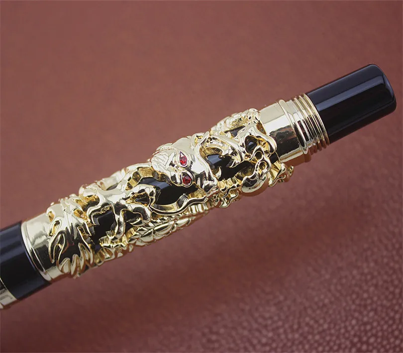 Роскошный jinhao роликовая шариковая ручка полый стальной золотой дракон и феникс свадебный подарок для пары