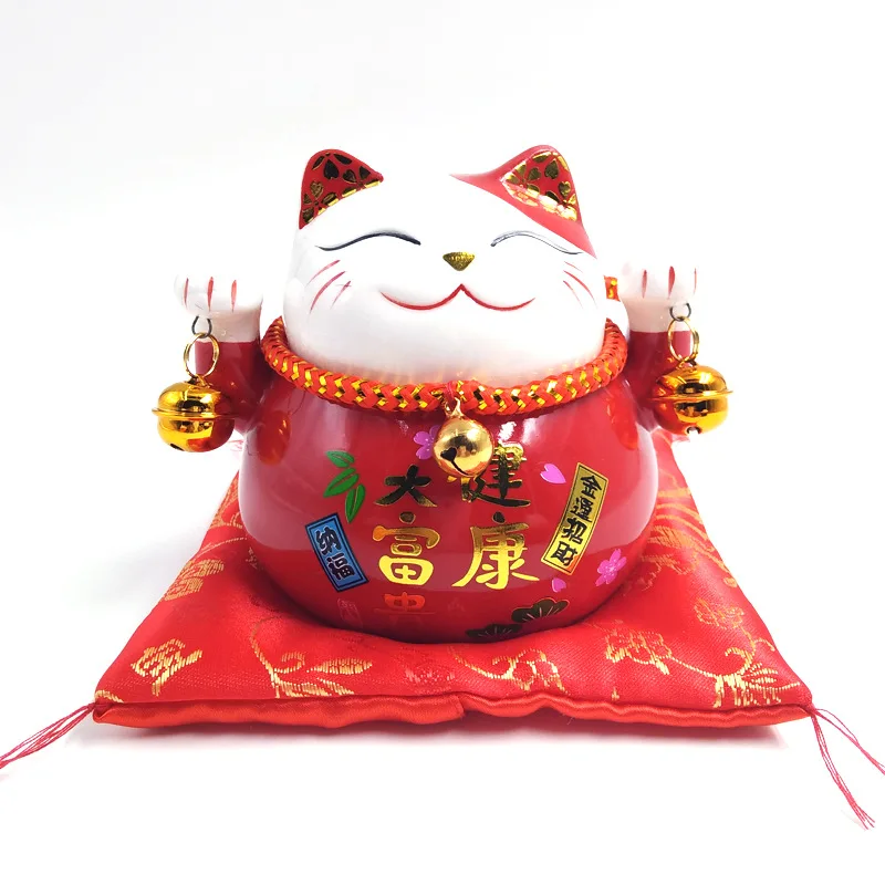 4,5 дюймов Maneki Neko фарфор Lucky Cat домашний декор украшения Фортуна кошка копилка фэншуй ремесло 6 цветов - Цвет: Red