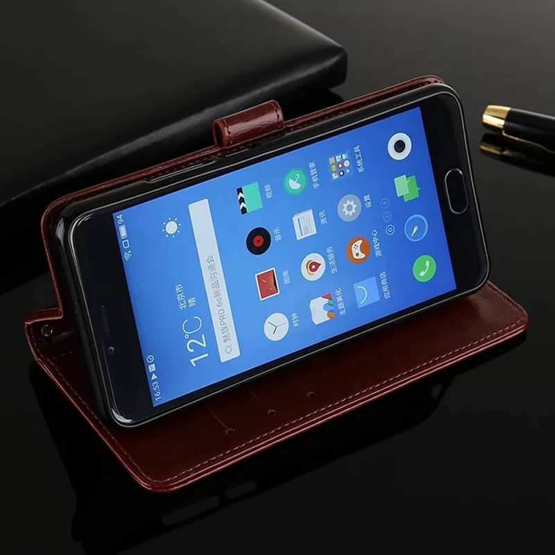 Кожаный бумажник для телефона чехол Meizu M5 откидная крышка Pro ультратонкий