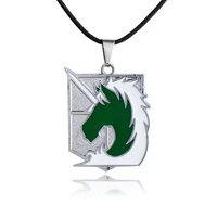 hot anime movie jewelry attack on titan series alloy necklace military police regiment green unicorn anime jewelry pendant