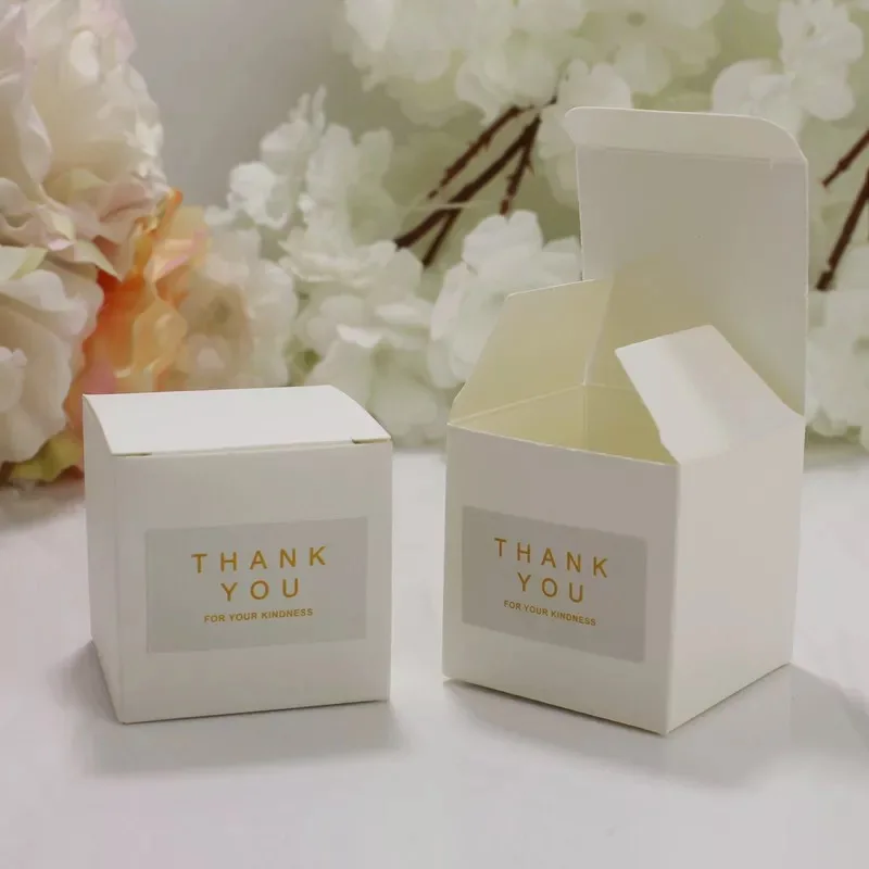 100pcs Kraft Paper Square Candy Box With thank you tag Sticker Rustic Wedding Favors Bag Party Gift Boxes | Дом и сад