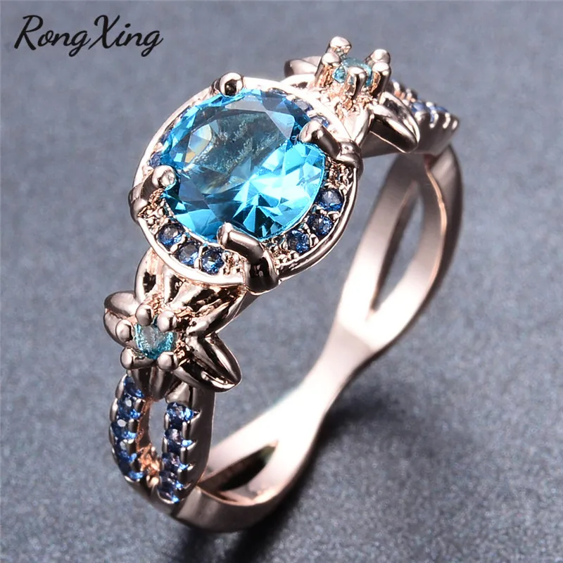 Женское кольцо с круглым цирконом покрытое розовым золотом|crystal ring|rings for womenzircon ring