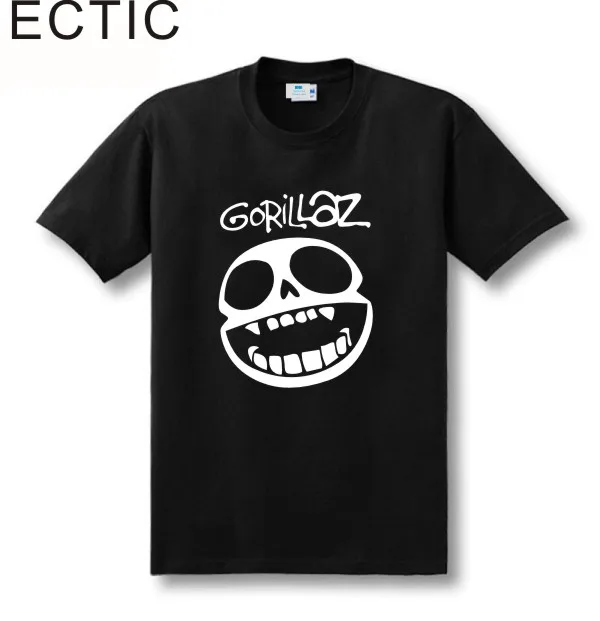 Футболка с надписью ECTIC Gorillaz черная музыкальная футболка в стиле рок панк унисекс