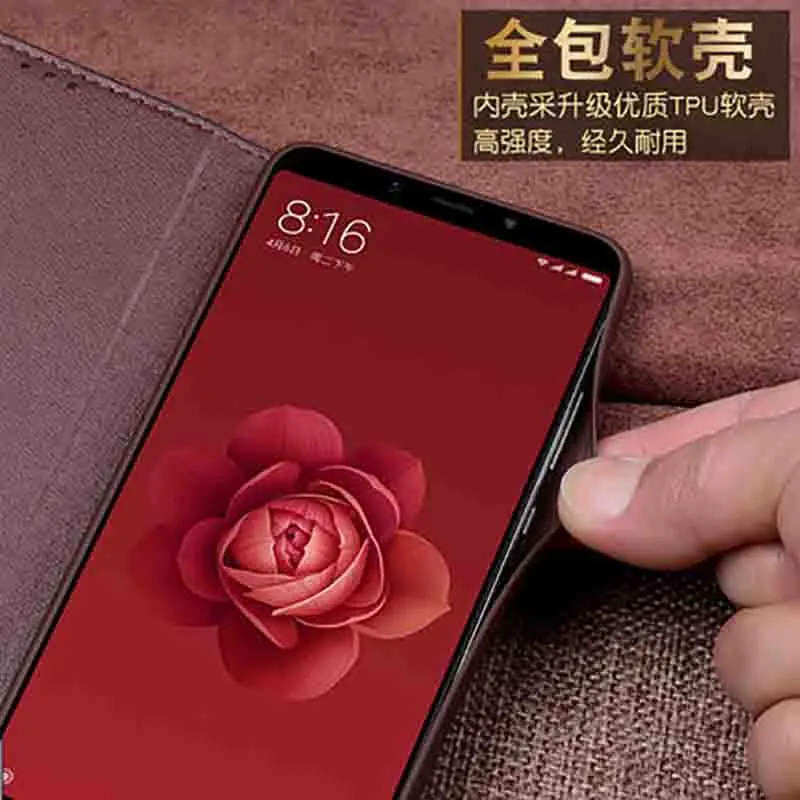 2 шт. для Xiaomi Mi 6X6X5 99 &quotчехол Роскошные Натуральная кожа флип задняя крышка 6X6 X shell |