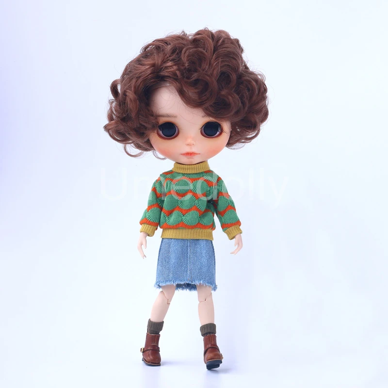 1 шт. милая зеленая футболка с длинным рукавом и юбка для 1/8 BJD средней длины Blyth Holala
