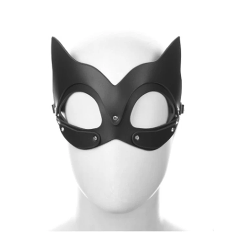 SM Черная мягкая из искусственной кожи полный проводов капюшон маска Blindfold бандаж