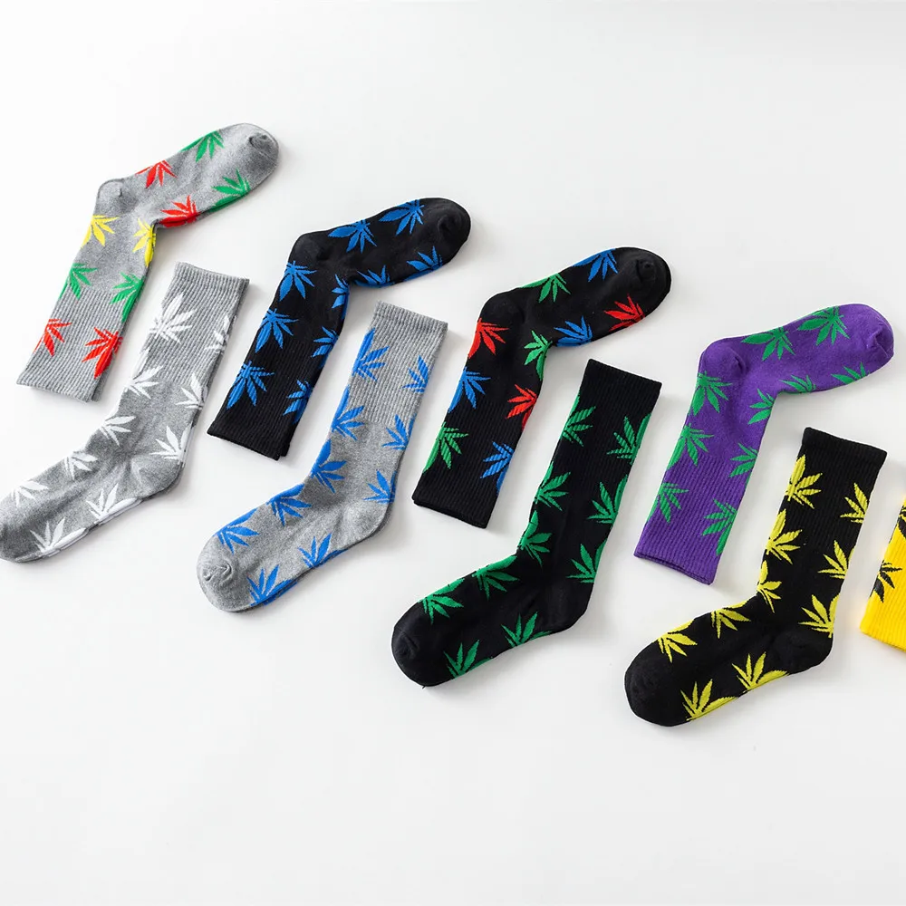 

Funny Socks Men Comfortable High Quality Cotton Happy Marijuana Leaf Maple Casual Long Weed Crew Sock Hip Hop Dress Harajuku