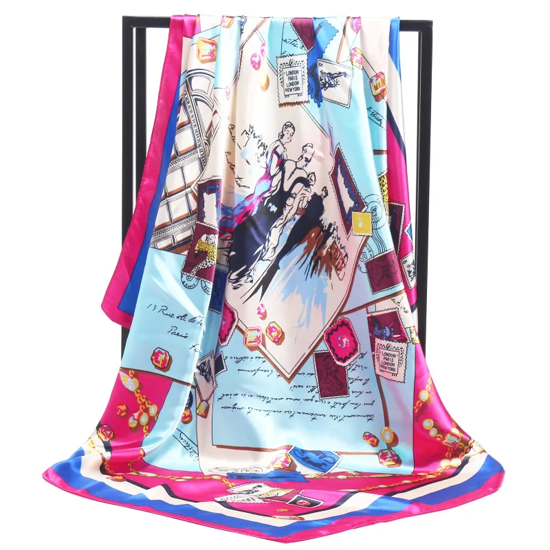 Квадратный шарф женский головной хиджаб повязка на голову евро буквенный