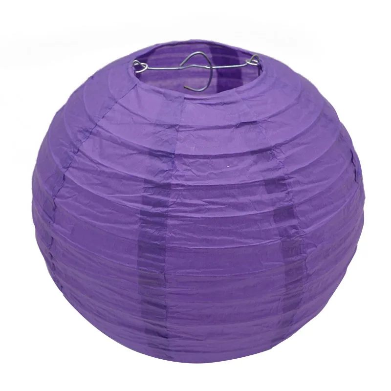 purple 1 шт. Круглый Китайский бумажный фонарь для дня рождения, свадьбы украшения для самодельного изготовления декоративный бумажный фонарик подвесные лампы праздничные поставки - Цвет: purple