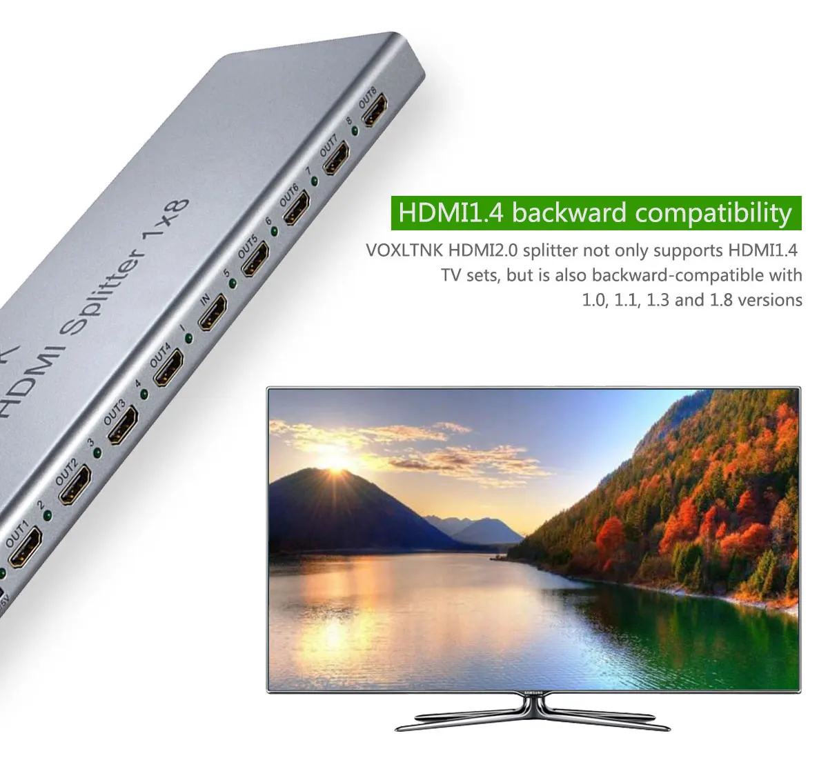 Voxlink 4 К 3D 1080 P HDMI Splitter 1x8 Порты и разъёмы Switcher С EDID RS232 HDCP ИК Дистанционное