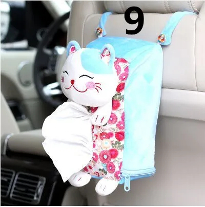 Автомобильный тканевый ящик мультяшный медведь Кот плюшевый Авто держатель ткани блок-Тип Подвесная коробка из ткани прекрасный для автомобилей, стильный, Забавный подлокотник Крышка - Название цвета: 9