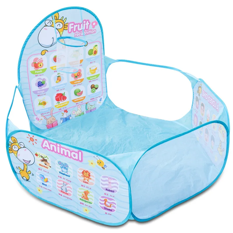 Blue English IMBABY Portable Baby Playpen Children Outdoor Indoor Ball Pool Play Tent Kids Safe Playpens Game Pool of Balls for Kids Gifts - Цвет: Blue English