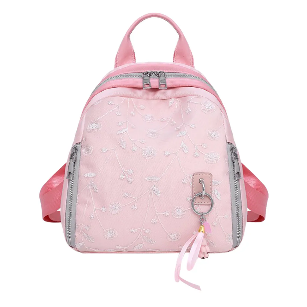 Hot Pink Fashion Women’s Solid Color Fringed Printed Zipper Backpack Fringed printed zipper solid backpack bag June17 - Цвет: Hot Pink