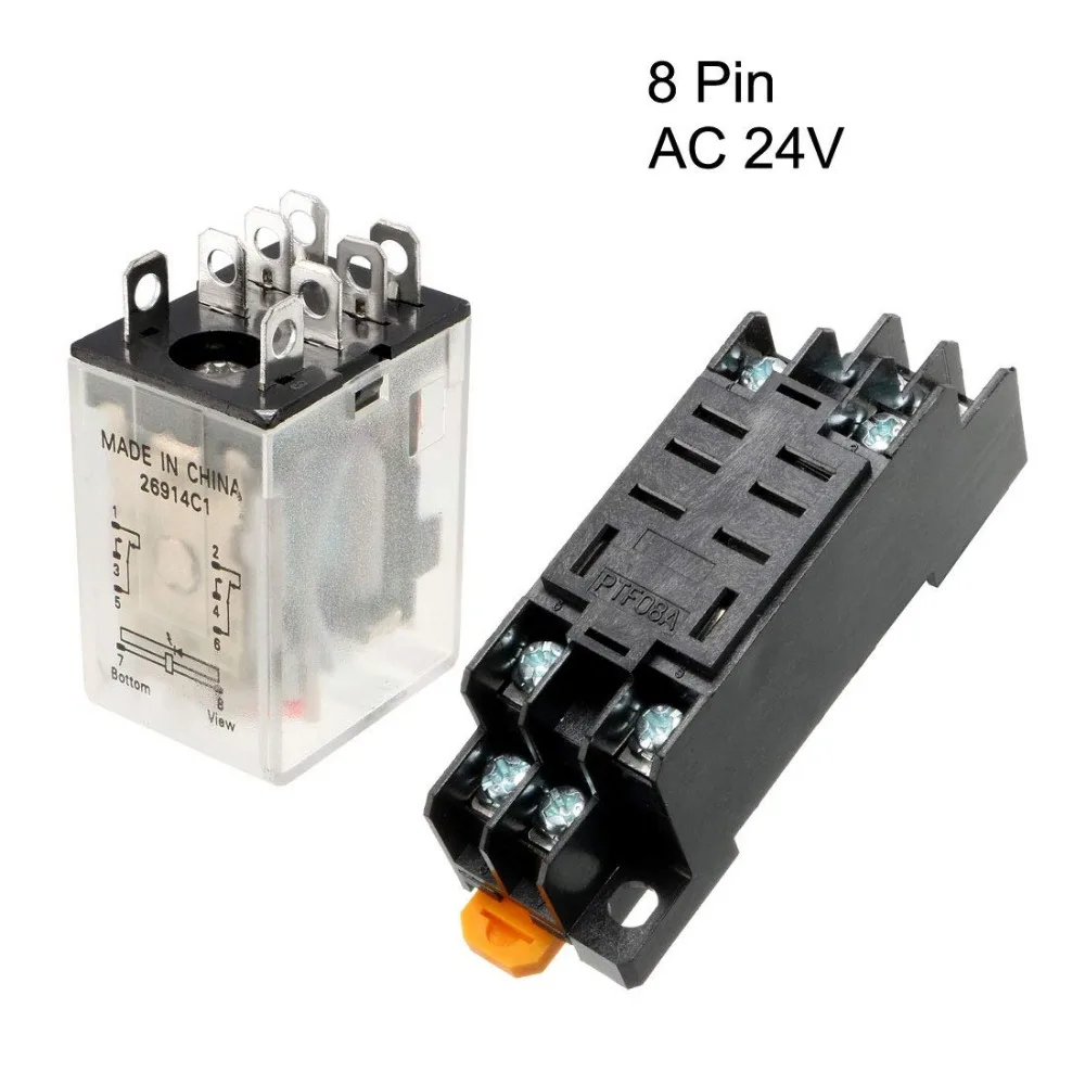 AC 24V AC220V DC12V DC24V катушка красный световой индикатор 8 Pin DPDT электромагнитное