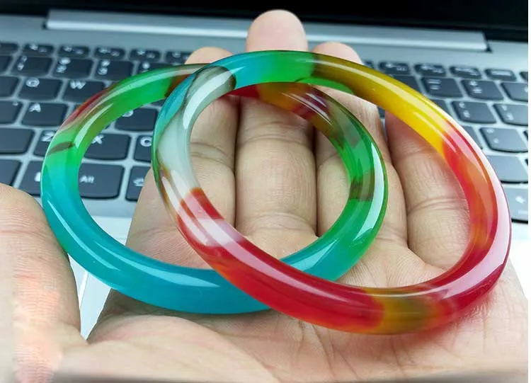 fine jewelry 58-60mm Xinjiang quartzite jade colorful round bracelet | Украшения и аксессуары
