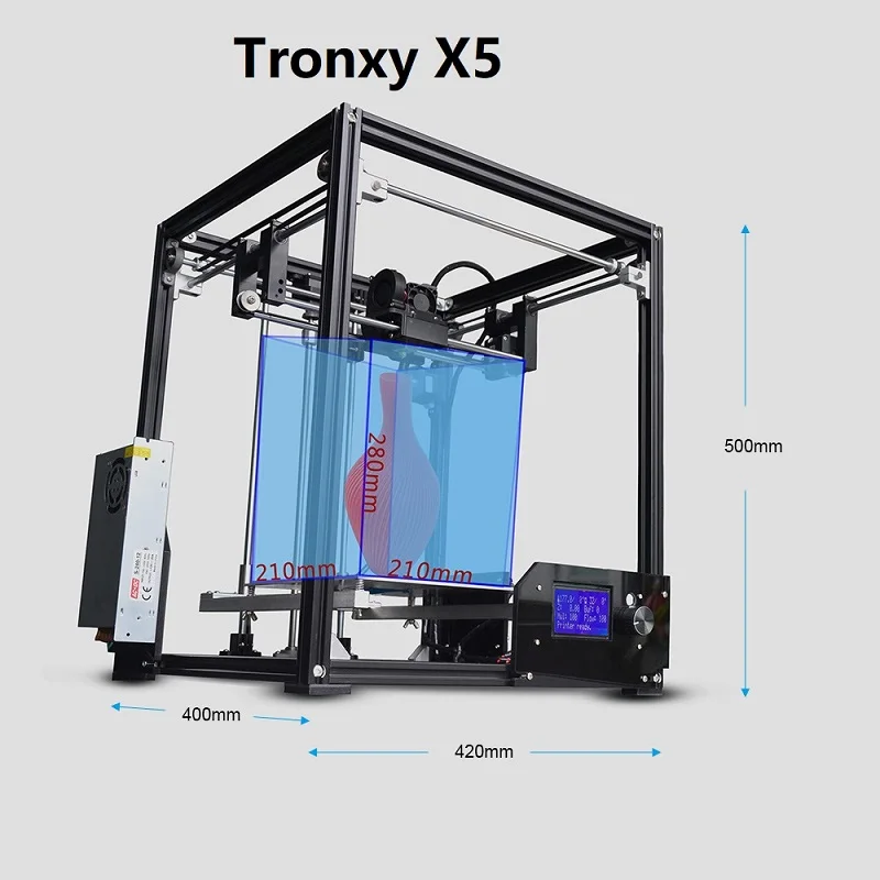 Tronxy X5/X5S DIY 3d принтер, наборы, двойная ось Z, большой размер печати 330*330*400 мм, 3D печать, металлическая рамка, X5SA-400, Tronxy - Цвет: X5