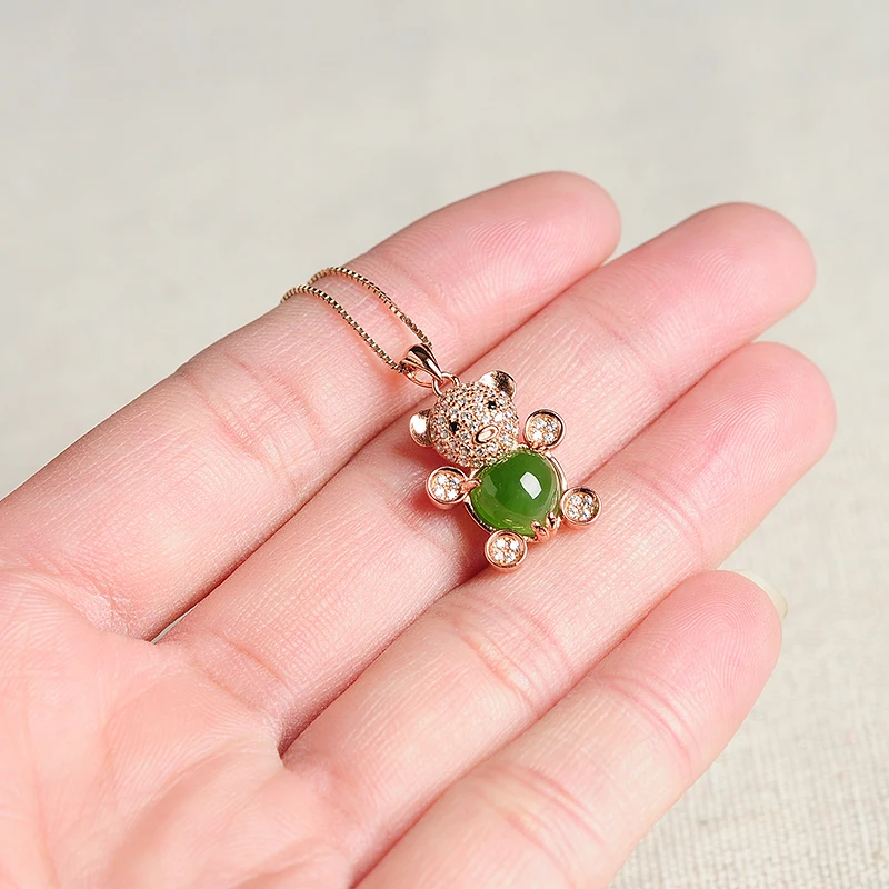 Jasper Egg noodle cute little Xiangyu pendant fashion women Winnie Bear and Hetian Jade Necklace Gift | Украшения и аксессуары