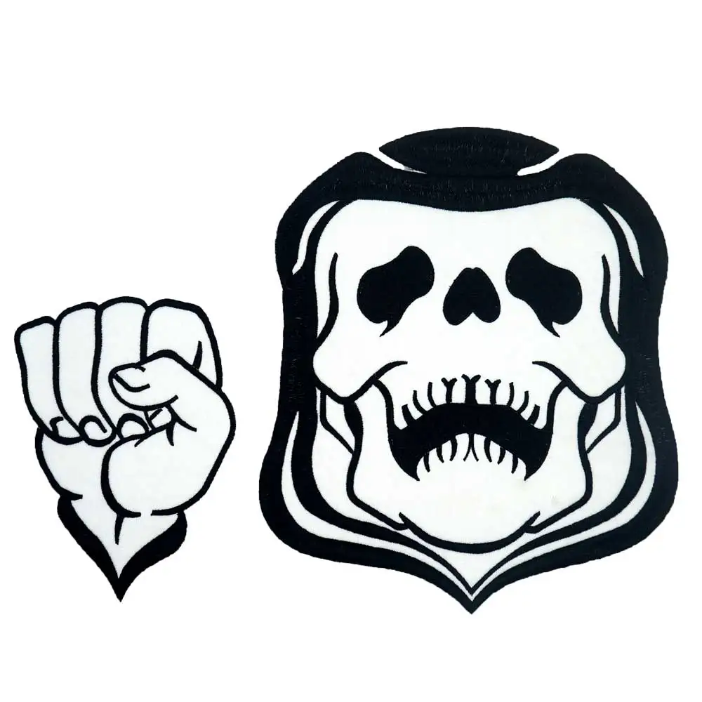 GRIM BASTARDS fist backing Embroidered Applique Sewing Label punk biker Patches Clothes Apparel Accessories 8PCS/SET | Дом и сад