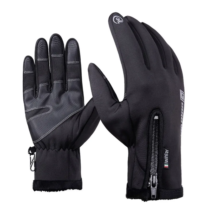 

Outdoor Fleece Lined 5-fingered Thermal Gloves Waterproof Wind-proof Touch Screen Snowboard Gloves For Men & Women Cycling