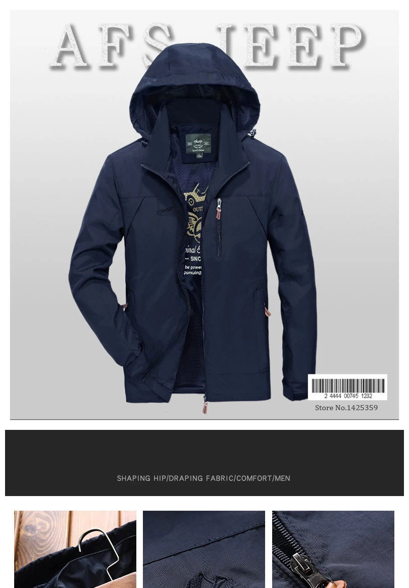 AFS JEEP куртки мужские в стиле милитари куртка ветровка с капюшоном воротник Veste Homme мужские куртки-бомберы сетчатая подкладка пальто для мужчин плюс M-4XL