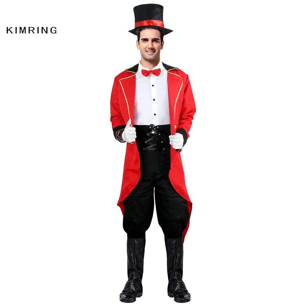 Kimring Ringmaster костюм на Хэллоуин для взрослых мужской костюм укротителя льва цирк Ringmaster Косплей Костюм фантазийный, для карнавала косплей