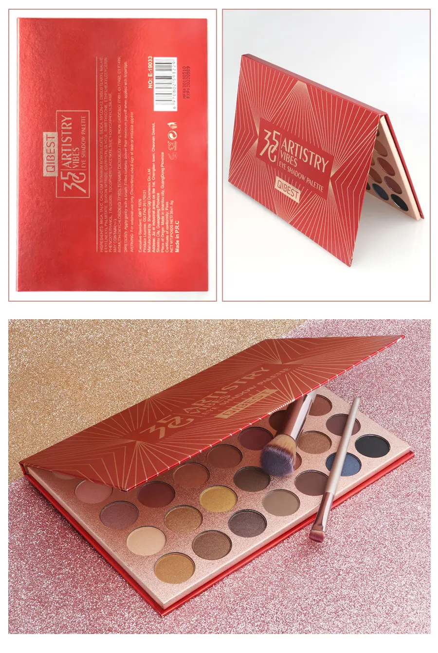 QIBEST 35 цветов Палитра теней для век водостойкие матовые жемчужные тени пустыня