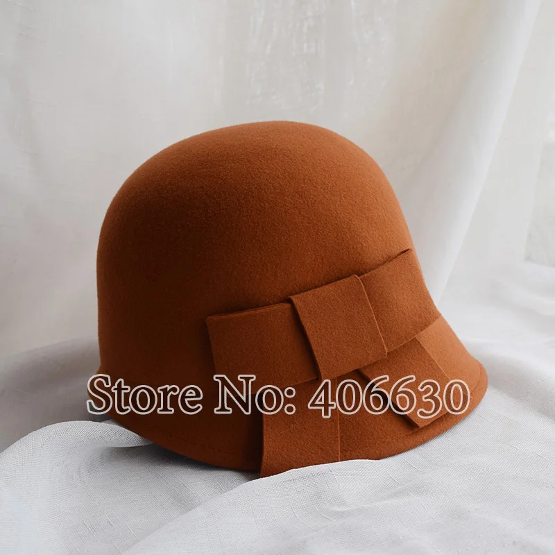 orange Новые женские с бантом Дамская Шляпка колокольчиком Шапки Chapeu круглый ведро шапки женский BMDW035 - Цвет: orange
