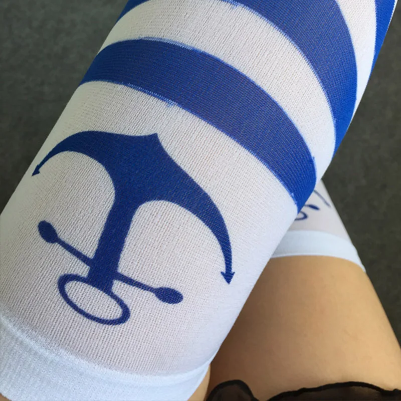 1 пара чулки для косплея полосатые гольфы до бедра с японским принтом женские