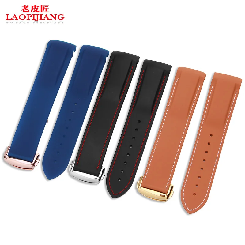 Ремешок для часов из силиконовой резины с изогнутым концом и пряжкой установки