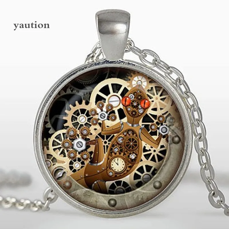 

3 colors steampunk lizard Necklace, gecko glass pendant Mechanical clock round glass dome pendant necklaces Jewelry