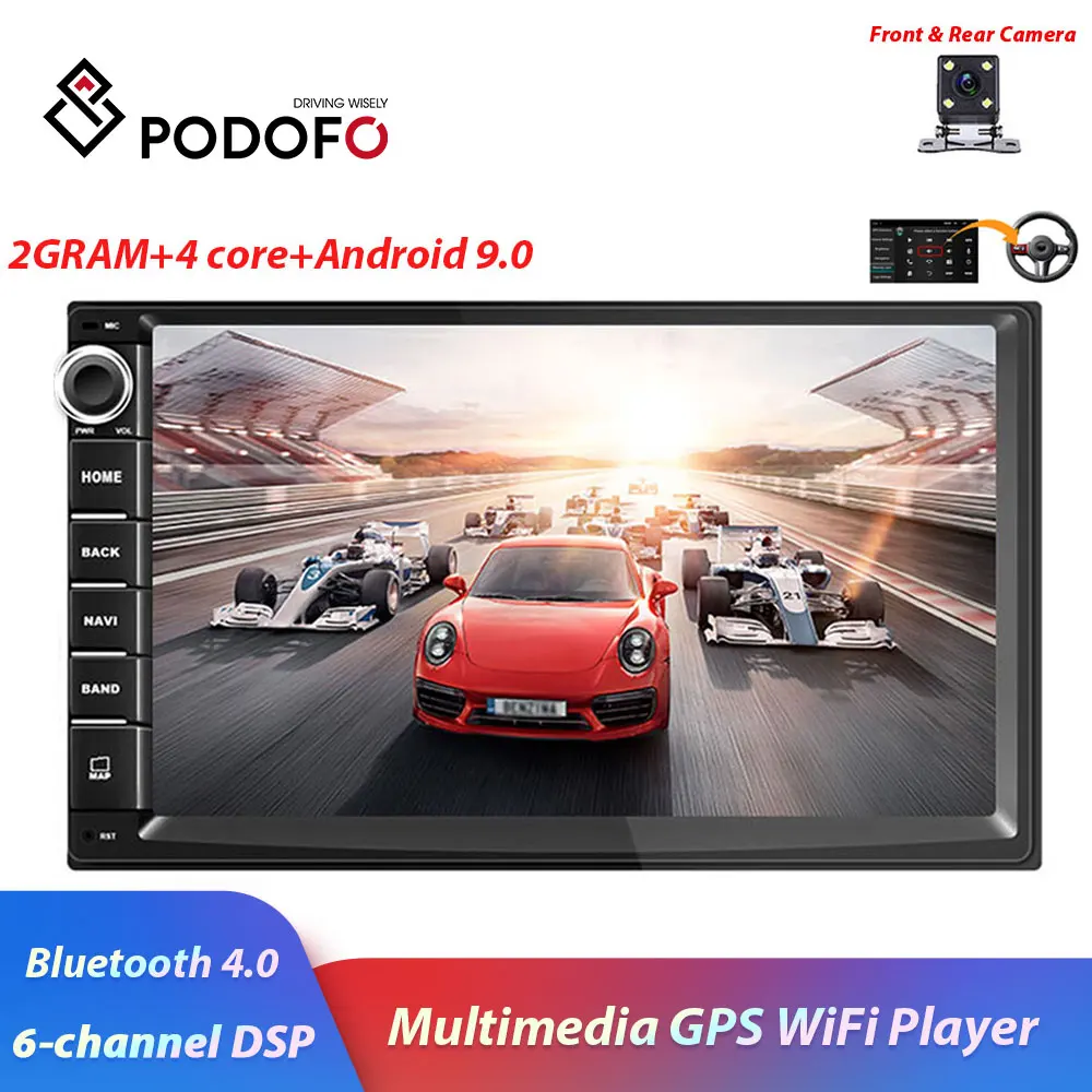 Podofo 2 Din 7 ''четырехъядерный Универсальный Android система 9 0 автомобильный стерео