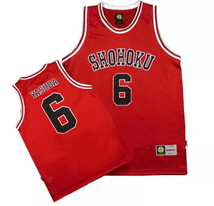 No. 6 Yasuda Аниме Shohoku школьная баскетбольная команда 1-15 SLAM DUNK Косплей Костюм Sakuragi Джерси для косплея Hanamichi Топы рубашка Спортивная одежда Униформа - Цвет: No. 6 Yasuda