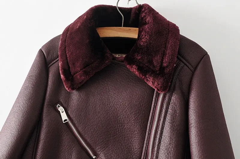 Теплая Флисовая Куртка из искусственной кожи, женские пальто из овчины, винтажное мотоциклетное пальто, утепленная куртка, chaqueta cuero mujer