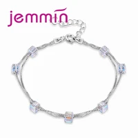 classic chain geometric pattern bracelet for womens birthday gift anniversary jewelry 925 sterling silver and cz