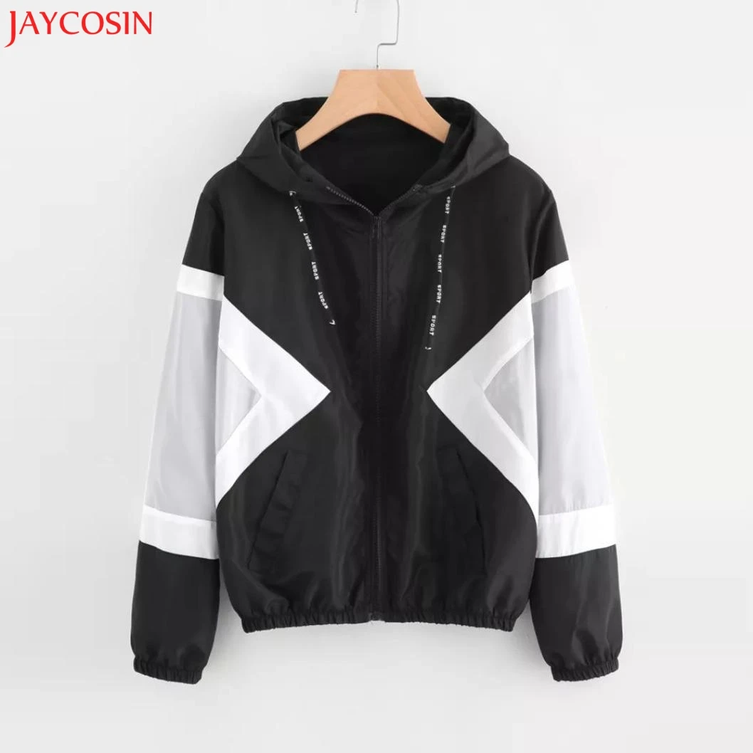 JAYCOSIN женское лоскутное тонкое пальто с длинными рукавами и карманами на молнии