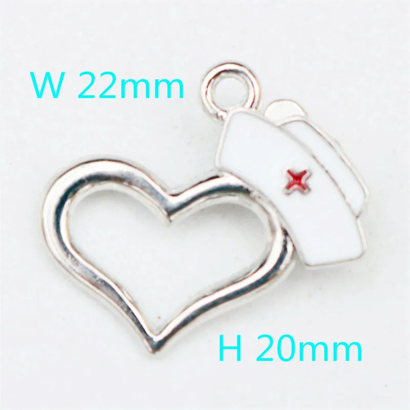 Multi style Creative Handmade Drip Oil Medical Jewelry Pendant Stethoscope Charms Syringe Charms Nurse Hat Charms 6pcs A1533