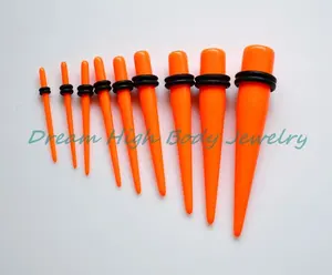Neon Orange Color Earring Taper Stretchers Ear Piercing Tapers Plugs Stretching Stretcher Expander Kit Free Shipping 1.6-10mm