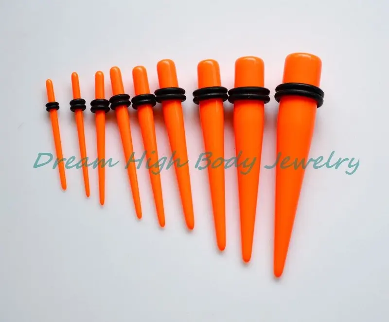 Серьги растяжки неоново оранжевые 1 6 10 мм|earrings tapers|taper plugstretcher expander |