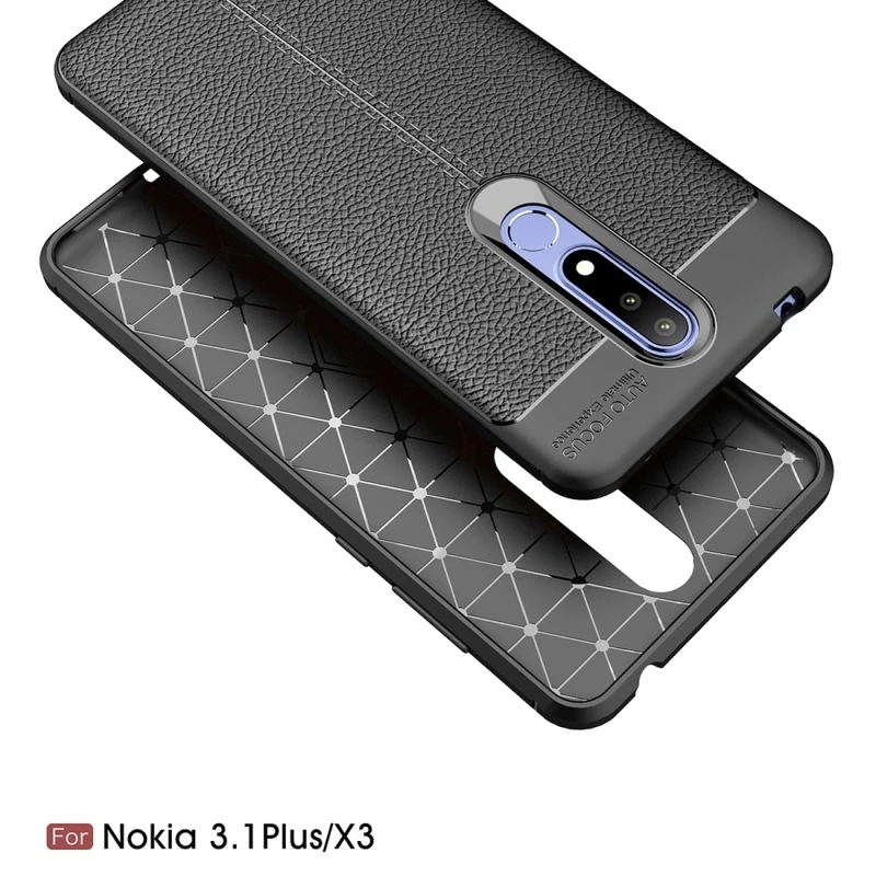 Чехол HAWEEL для телефона Nokia 3 1 Plus/X3 текстура личи ударопрочный чехол из ТПУ