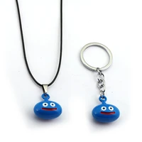 game dragon quest warrior kuesuto key chain enamel metal slime pendant necklace leather chain choker keychain jewelry for mens