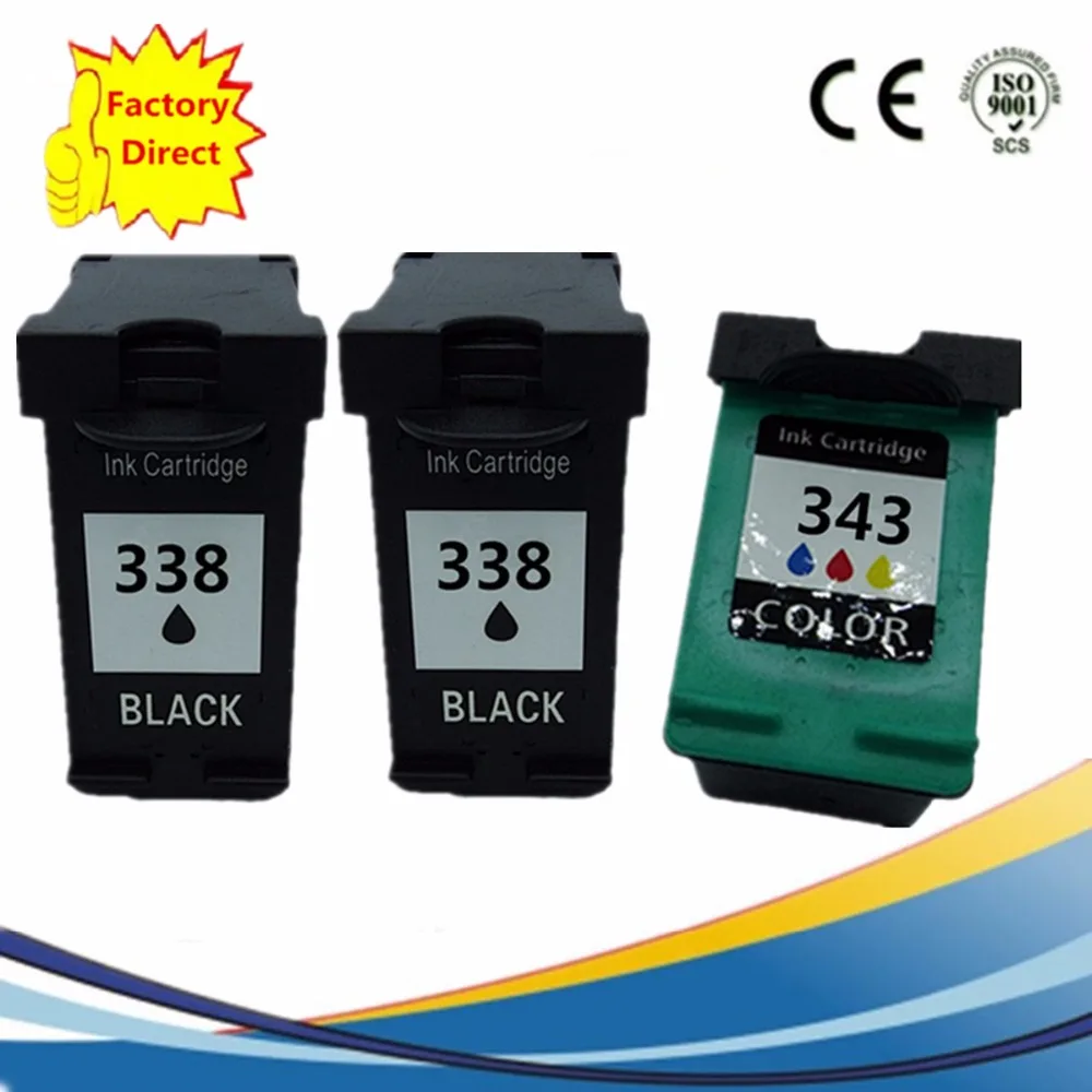 Чернильные картриджи восстановленные для HP338XL HP343XL Photosmart 325 375 2355 2570 2610 2610v 2610xi 2710