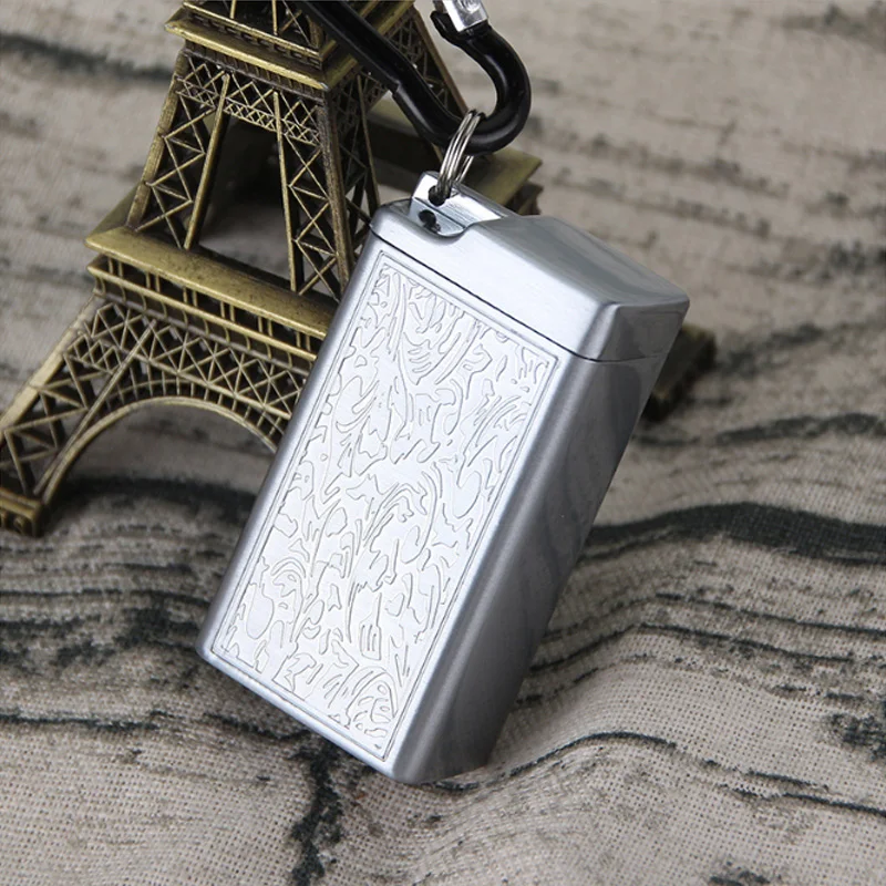 Fashion Portable Mini Ashtrays Sealed Metal Ashtray For Travel Storage cigarette Butt Keychain Pendant Men's pocket Gadget